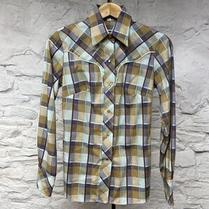 Vtg 80s 90s Miller Country Western Plaid Pearl Snap Shirt Cowgirl EUC Made USA